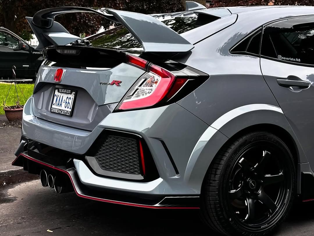 Honda Civic Type R rear three-quarter shot after a Keyz Auto Spa detail